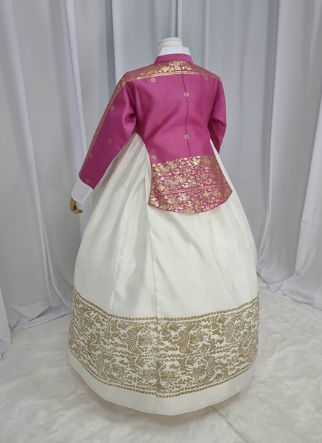 Korean Traditional Woman Personal Custom Hanbok Wedding Party Ceremony High Quality Print Dangui 당의 Queen Princess Design Hanbok Pink Ivory OSW146