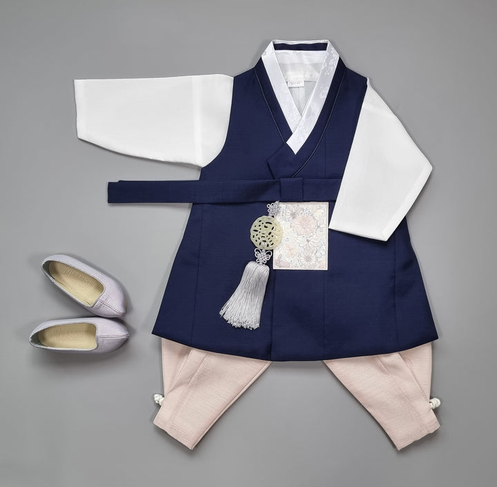 Hanbok Boy Baby Korea Traditional Clothing Set First Birthday Celebration Party 100th Birth Celebration 1–15 years Baby Navy HGB103