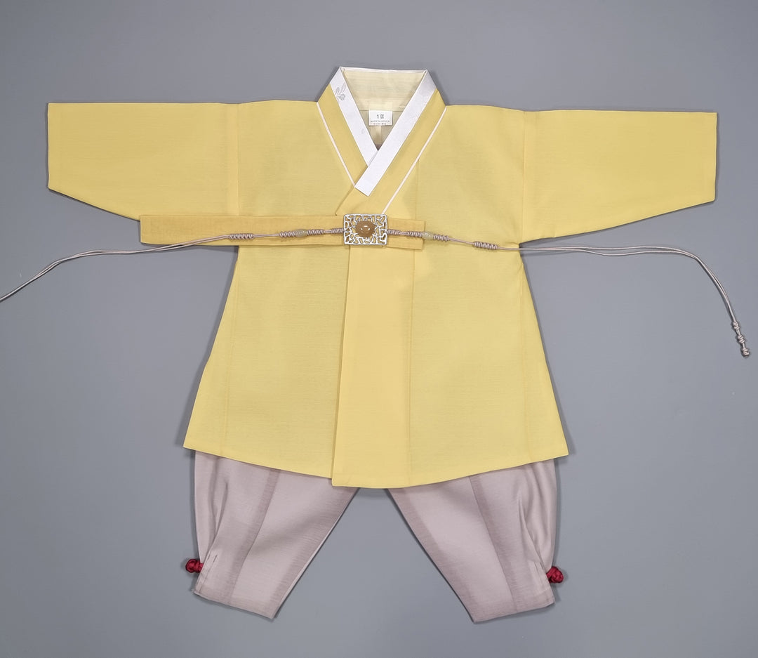 Korean Traditional Boy Baby Hanbok Dol Party Celebration 1-8 Ages Vivid Yellow BDB102