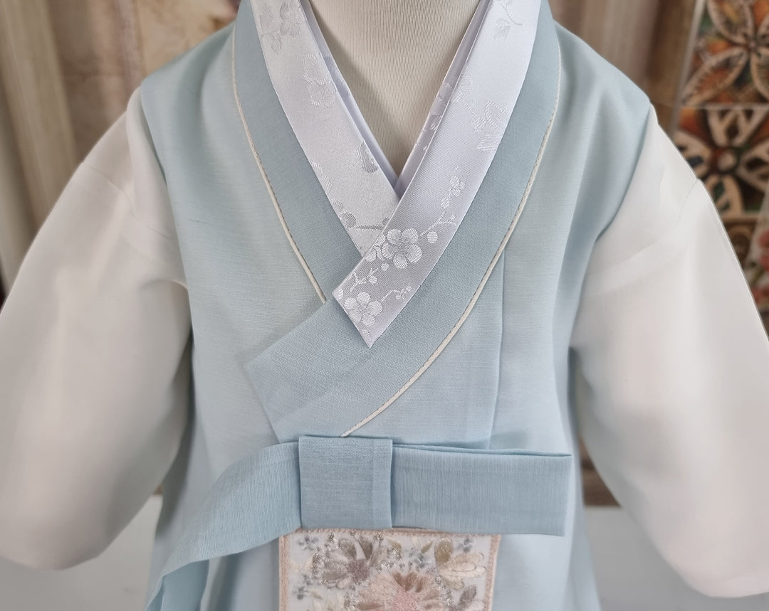 Hanbok Boy Baby Korea Traditional Clothing Set First Birthday Celebration Party 100th Birth Celebration 1–15 years Baby Light Blue HGB105