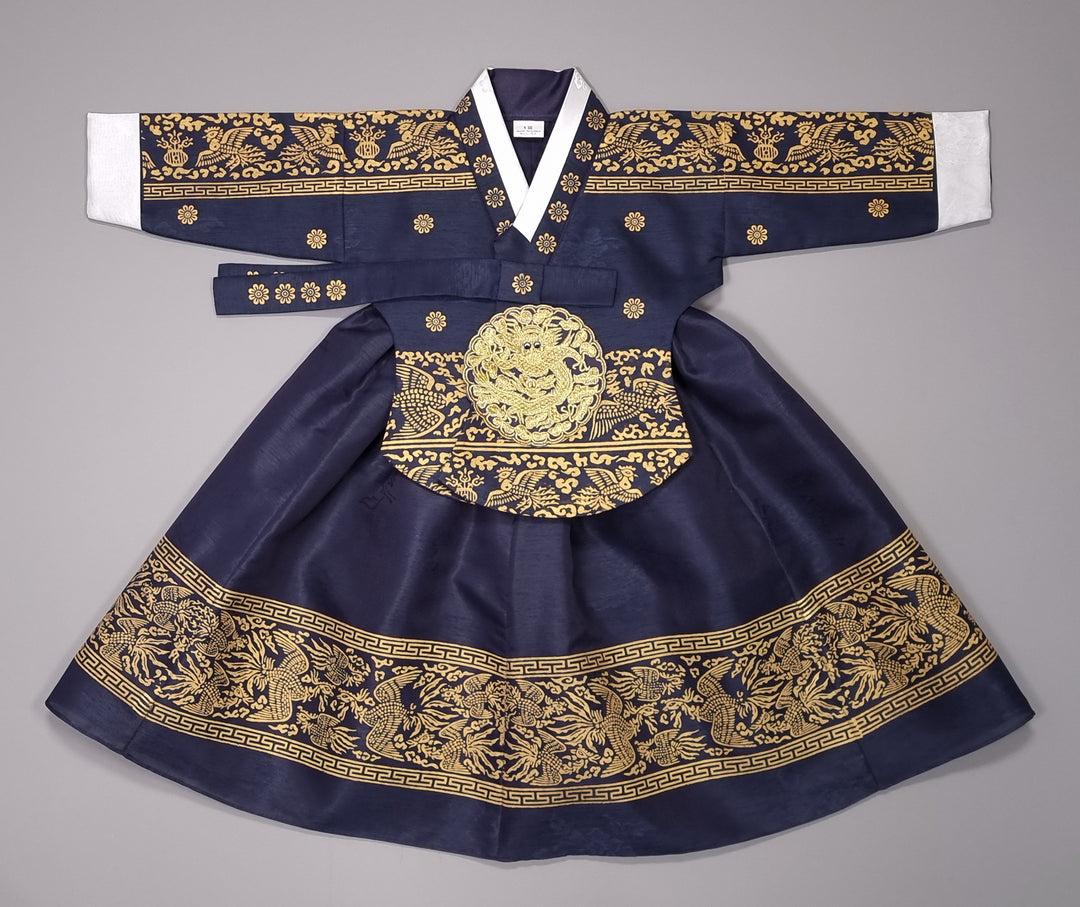 Hanbok Dress Girl Baby Korea Traditional Clothing Set First Birthday Celebration Party 100th Birth1–15 years Gold Print HG134