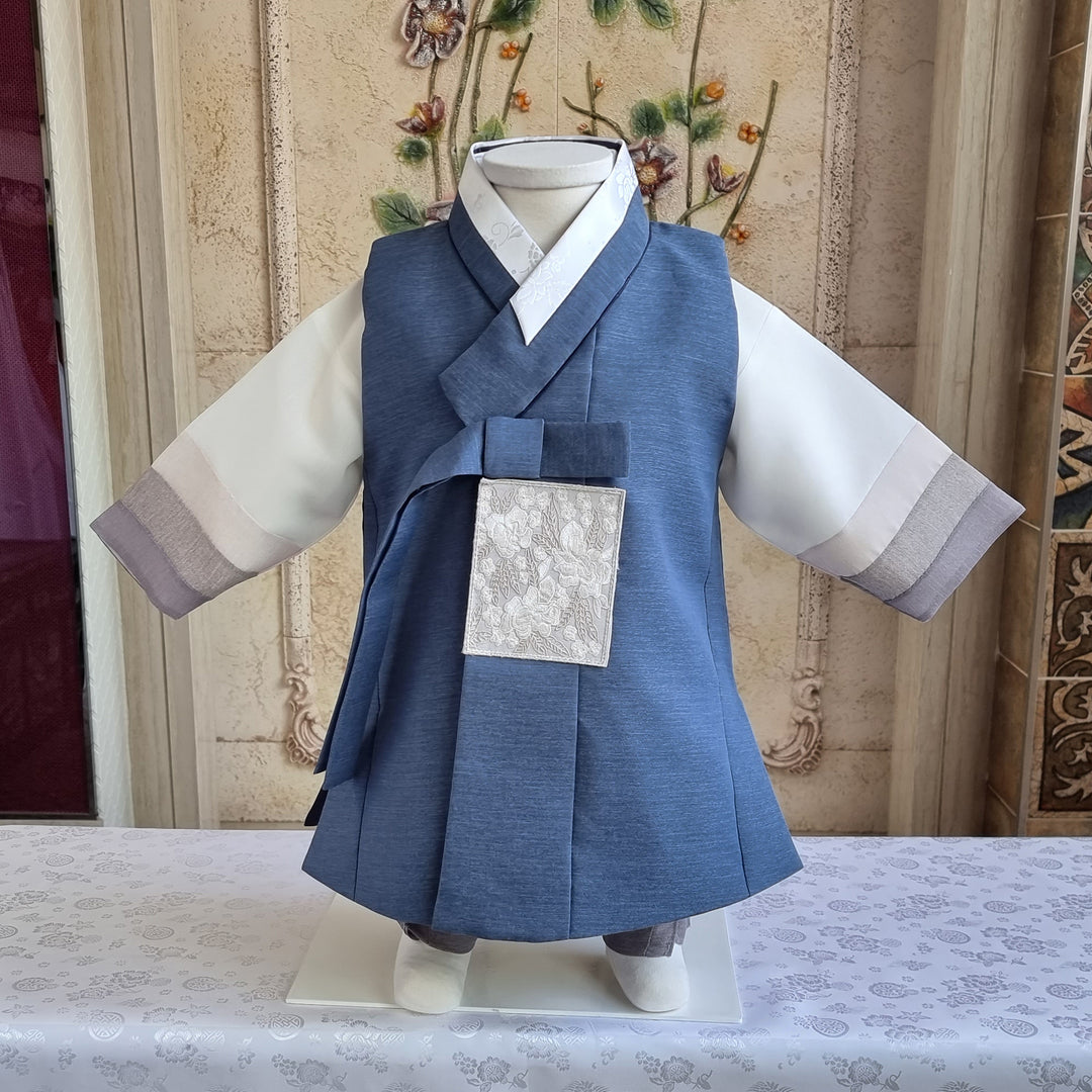 Hanbok Boy Baby Korea Traditional Clothing Set First Birthday Celebration Party 100th Birth Celebration 1-15 years Baby Blue HGB102