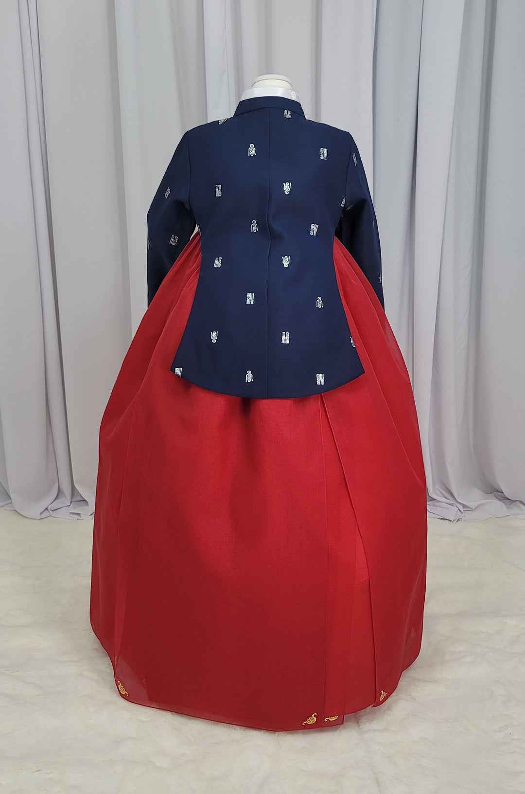 Korean Traditional Woman Personal Custom Hanbok Wedding Party Ceremony High Quality Print Dangui 당의 Queen Princess Design Hanbok Navy Red OSW150