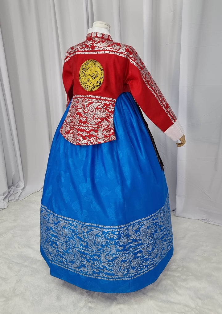 Korean Traditional Woman Personal Custom Hanbok Wedding Party Ceremony High Quality Print Dangui 당의 Queen Princess Design Hanbok Red Blue OSW145