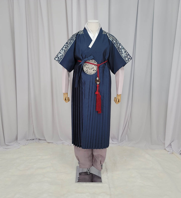 Korean Traditional Man Male Personal Custom Hanbok&nbsp; Green-Navy Kings Prince Design Wedding Party Ceremony OSM143