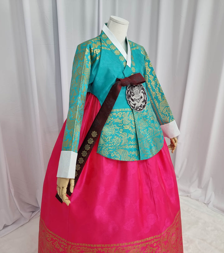 Korean Traditional Woman Personal Custom Hanbok Wedding Party Ceremony High Quality Print Dangui 당의 Queen Princess Design Hanbok Green Red OSW147