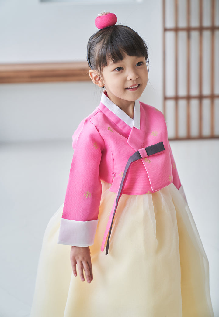 Hanbok Girl Baby Korea Traditional Clothing Set First Birthday Celebration Party 100th Birth Celebration 1-10 years Pink Yellow