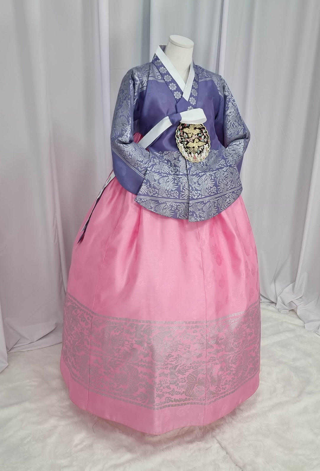 Korean Traditional Woman Personal Custom Hanbok Wedding Party Ceremony High Quality Print Dangui 당의 Queen Princess Design Hanbok Violet Pink OSW142