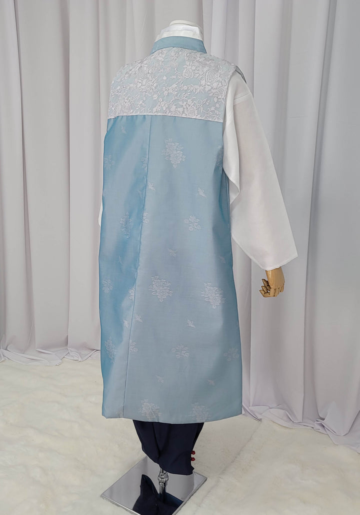 Korean Traditional Man Male Personal Custom Hanbok&nbsp; Light Blue Dad Son Couple Wedding Party Ceremony OSM150