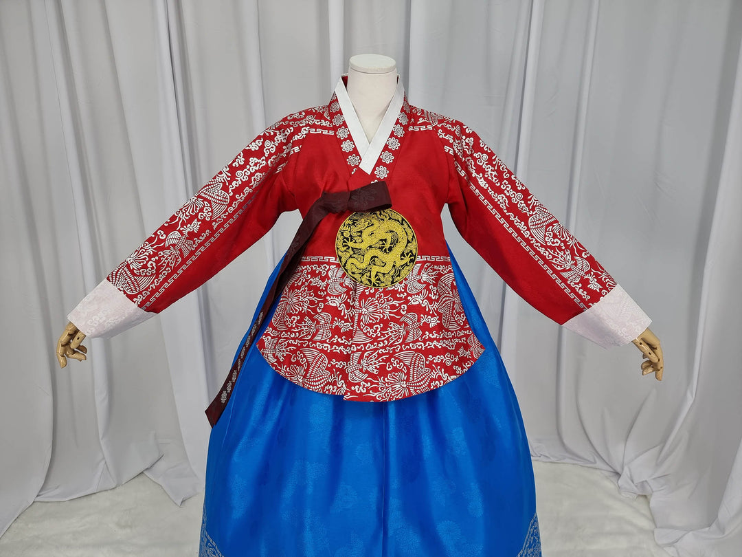 Korean Traditional Woman Personal Custom Hanbok Wedding Party Ceremony High Quality Print Dangui 당의 Queen Princess Design Hanbok Red Blue OSW145