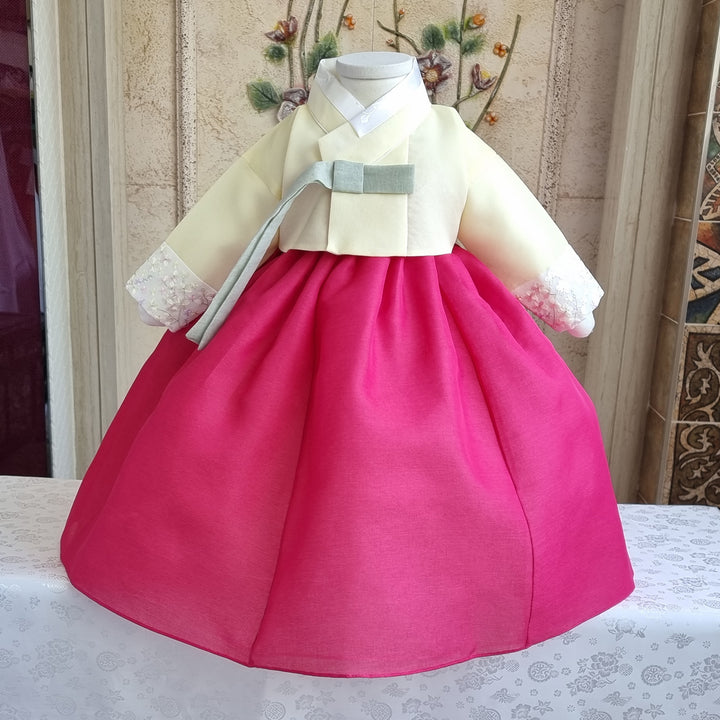 Hanbok Girl Baby Korea Traditional Clothing Set First Birthday Celebration Party 100th Birth Celebration 1–15 years Yellow Red HG164