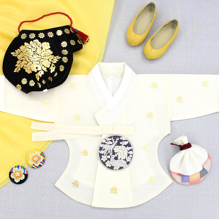 Hanbok Girl Baby Korea Traditional Clothing Set First Birthday Celebration Party Celebration 1–10 years Yellow GGH101