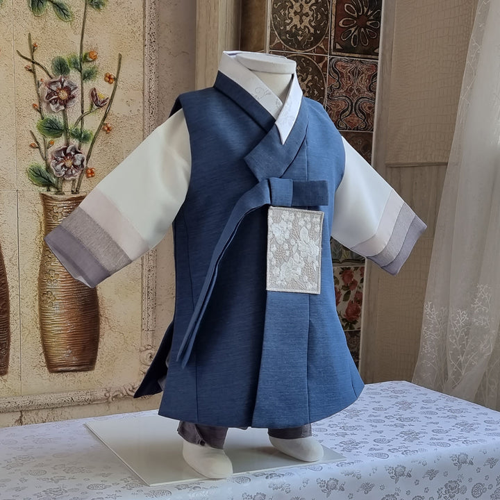 Hanbok Boy Baby Korea Traditional Clothing Set First Birthday Celebration Party 100th Birth Celebration 1-15 years Baby Blue HGB102