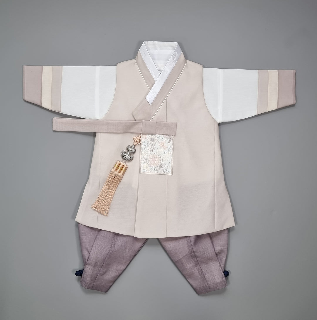 Hanbok Boy Baby Korea Traditional Clothing Set First Birthday Celebration Party 100th Birth Celebration 1–15 years Baby Beige HGB106