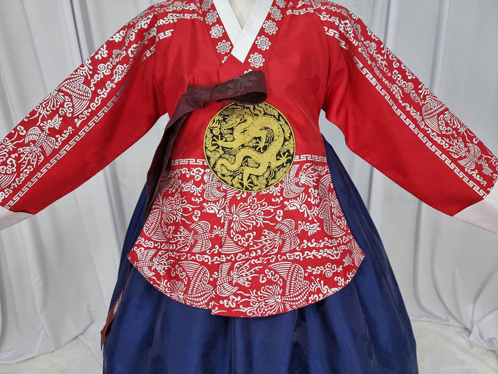 Korean Traditional Woman Personal Custom Hanbok Wedding Party Ceremony High Quality Print Dangui 당의 Queen Princess Design Hanbok Red Navy OSW144