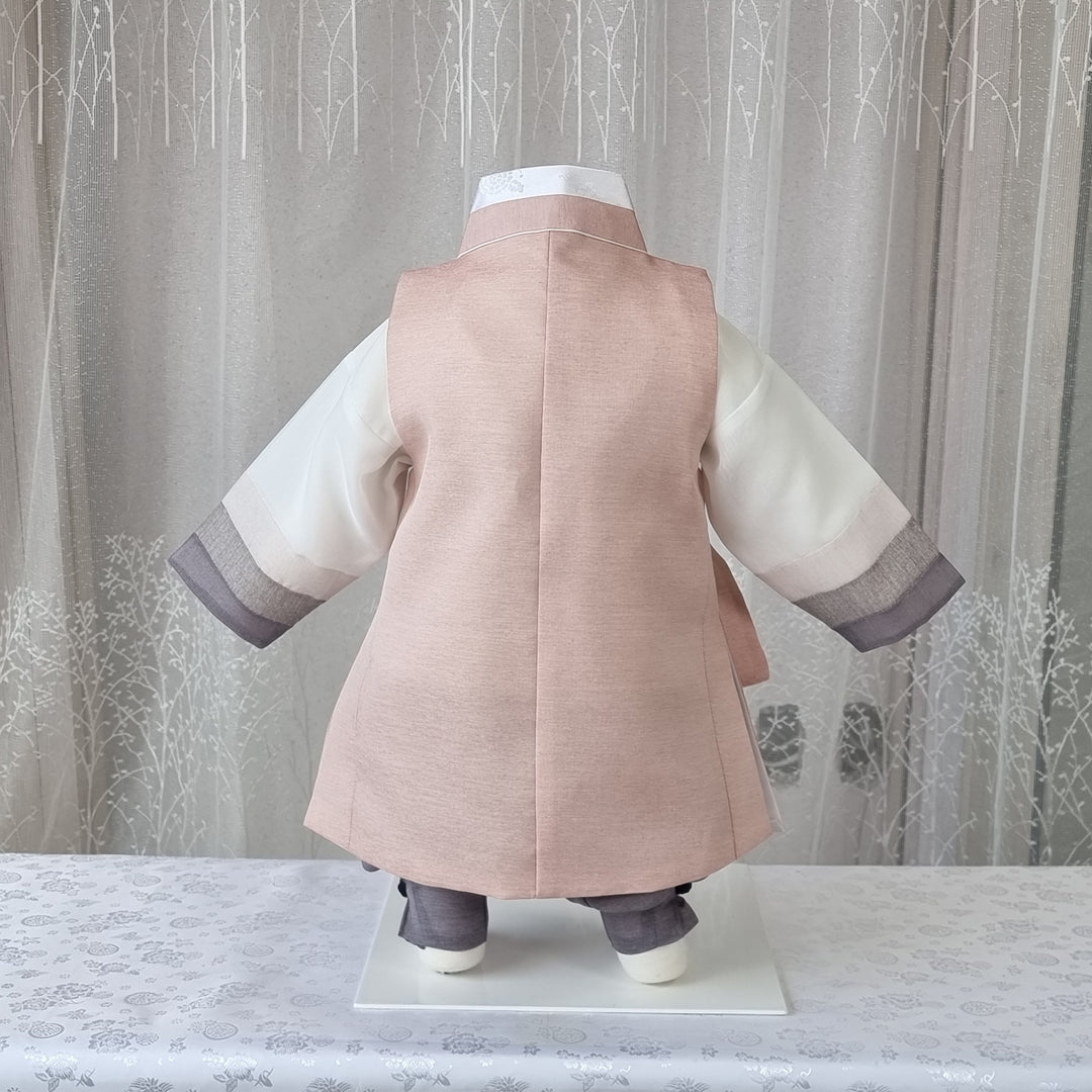 Korean Traditional Boy Baby Hanbok Dol Baikil Party Celebration 100th Days 1-15 Ages Dusty Pink 색동 HGB115