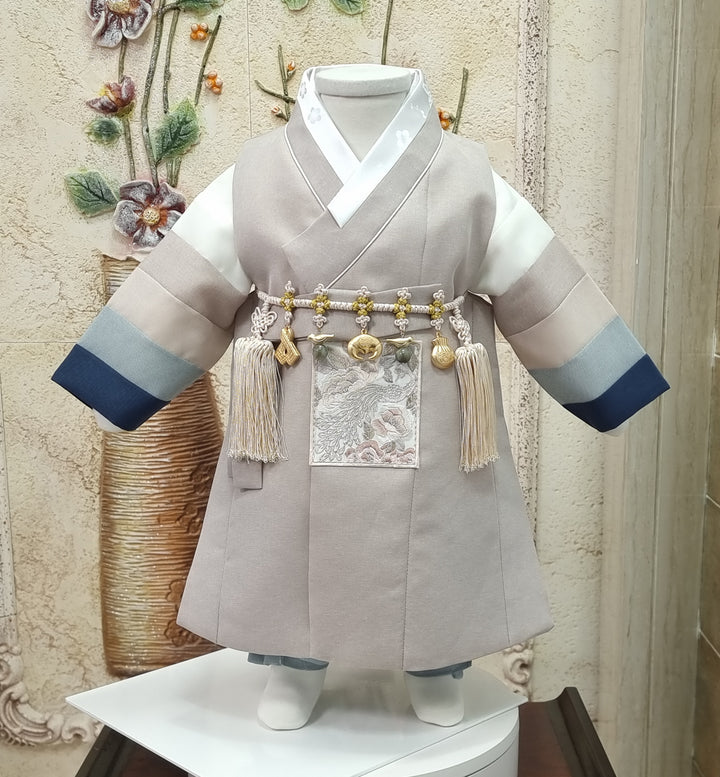 Hanbok Boy Baby Korea Traditional Clothing Set First Birthday Celebration Party 100th Birth Celebration 1–15 years Baby Beige Saekdong HGB109