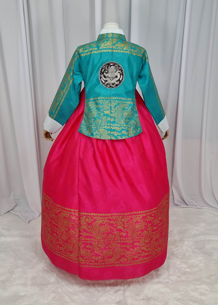 Korean Traditional Woman Personal Custom Hanbok Wedding Party Ceremony High Quality Print Dangui 당의 Queen Princess Design Hanbok Green Red OSW147