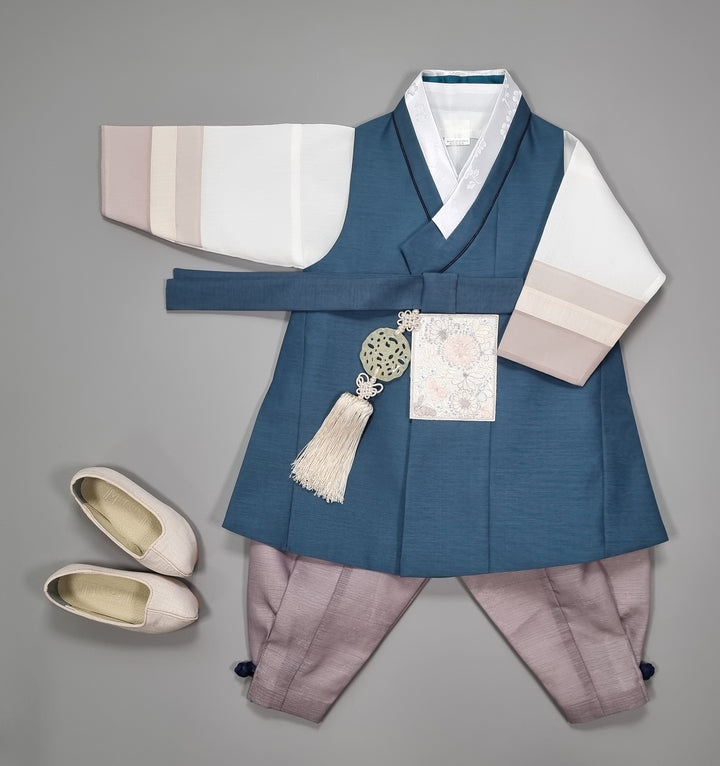 Hanbok Boy Baby Korea Traditional Clothing Set First Birthday Celebration Party 100th Birth Celebration 1–15 years Baby Green-Blue HGB101