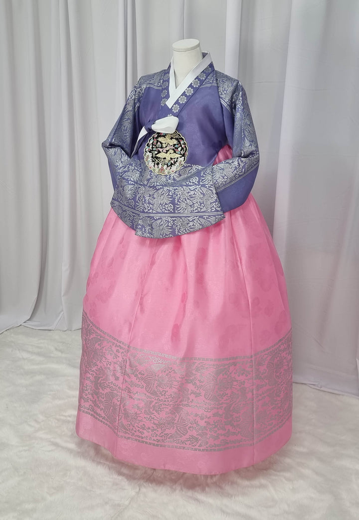 Korean Traditional Woman Personal Custom Hanbok Wedding Party Ceremony High Quality Print Dangui 당의 Queen Princess Design Hanbok Violet Pink OSW142