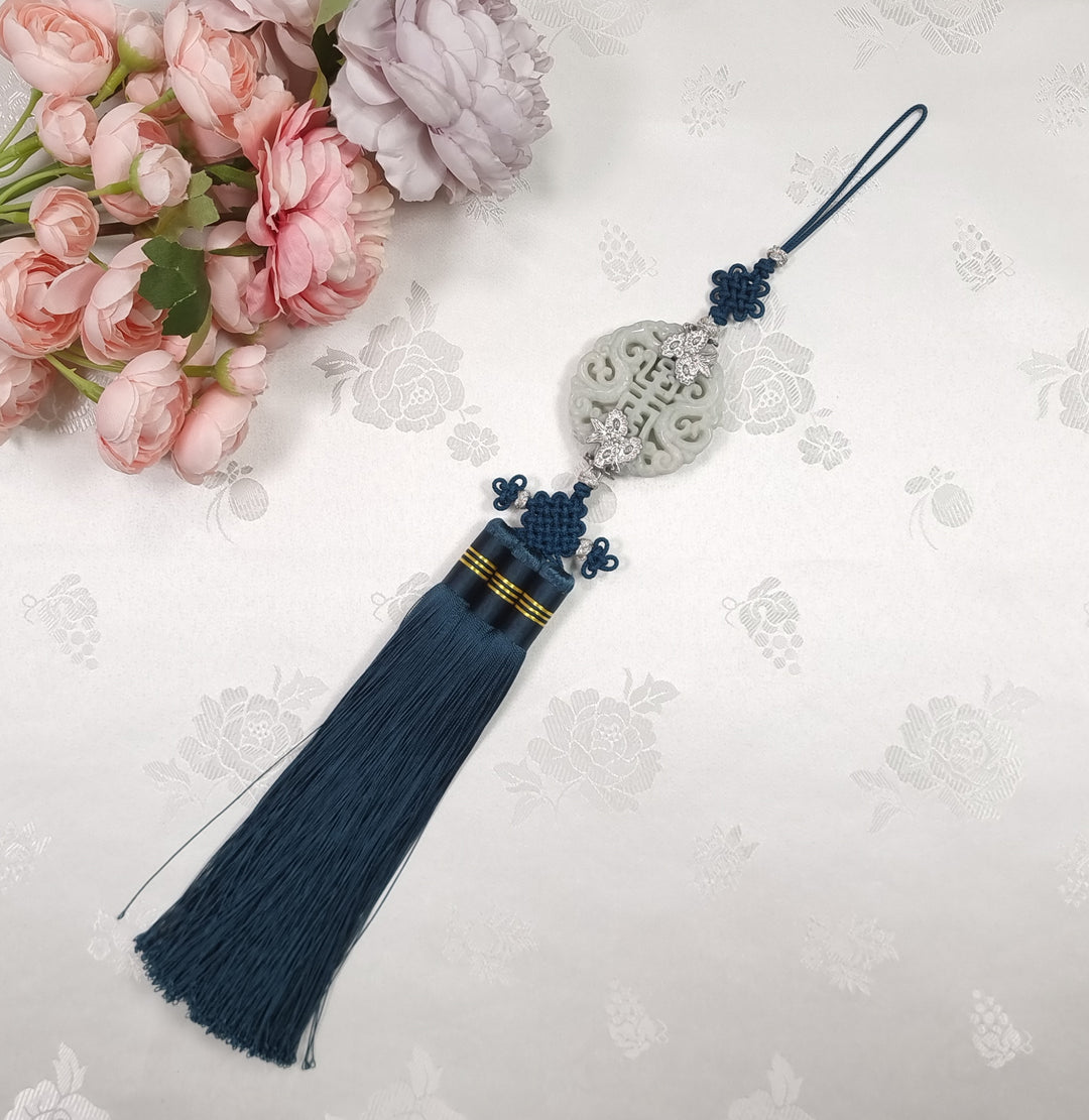 Hanbok Accessory Norigae 노리개 Baby Girl Boy Ornament Real Jade Tassel 35 cm JTN112