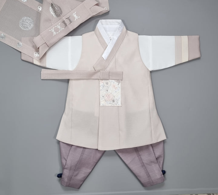 Hanbok Boy Baby Korea Traditional Clothing Set First Birthday Celebration Party 100th Birth Celebration 1–15 years Baby Beige HGB106