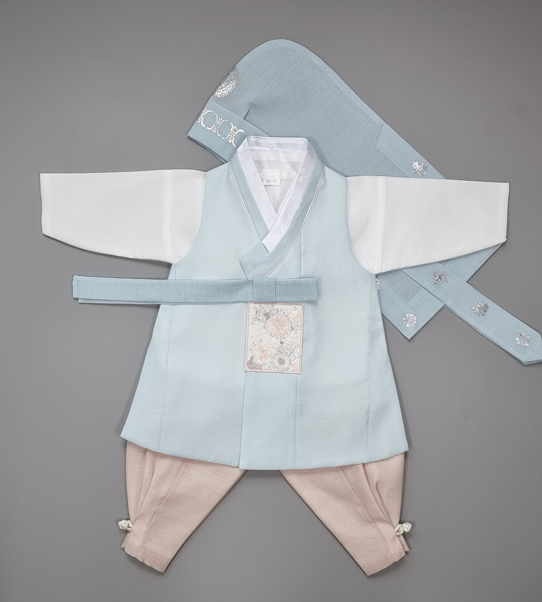 Hanbok Boy Baby Korea Traditional Clothing Set First Birthday Celebration Party 100th Birth Celebration 1–15 years Baby Light Blue HGB105