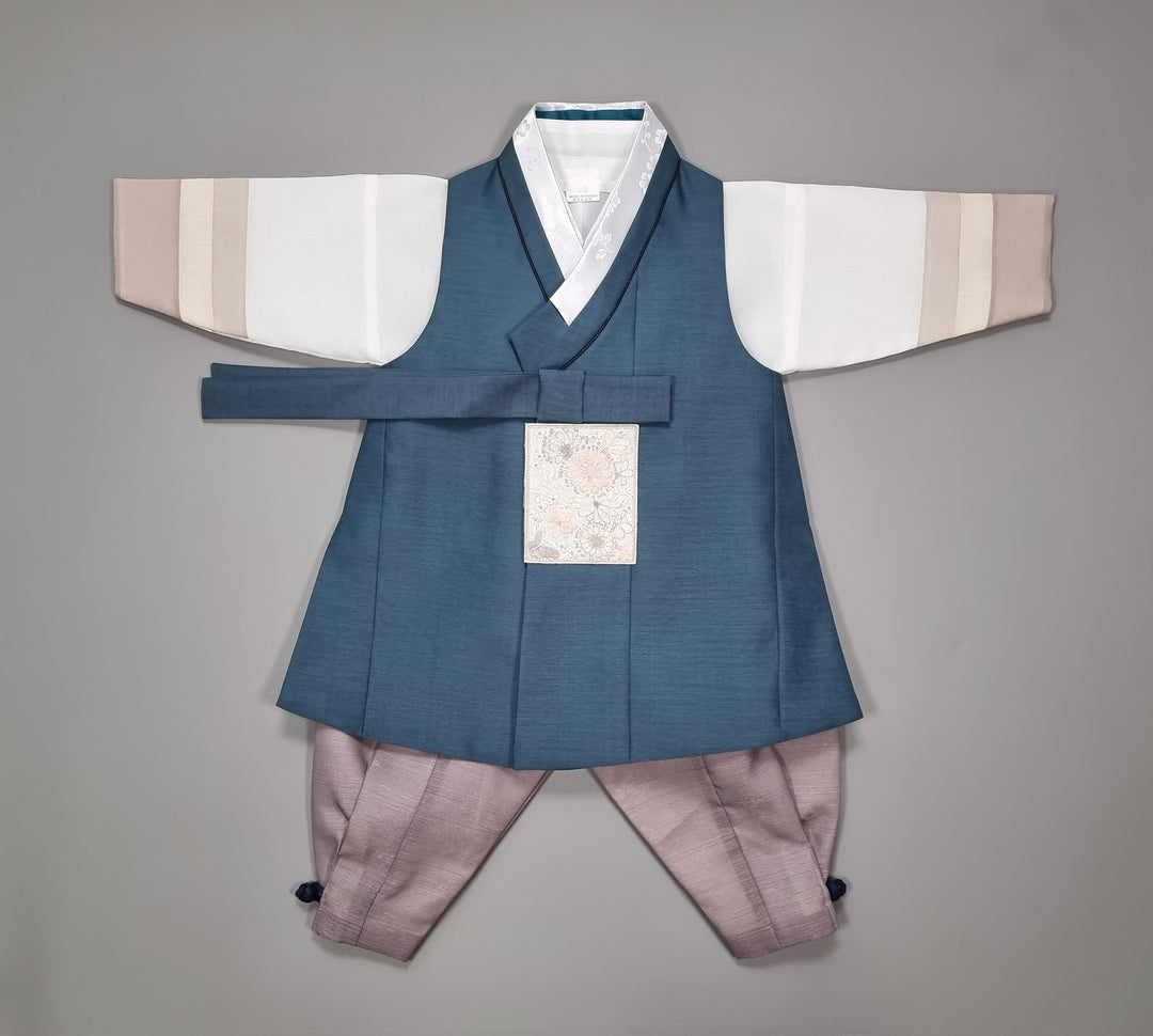 Hanbok Boy Baby Korea Traditional Clothing Set First Birthday Celebration Party 100th Birth Celebration 1–15 years Baby Green-Blue HGB101