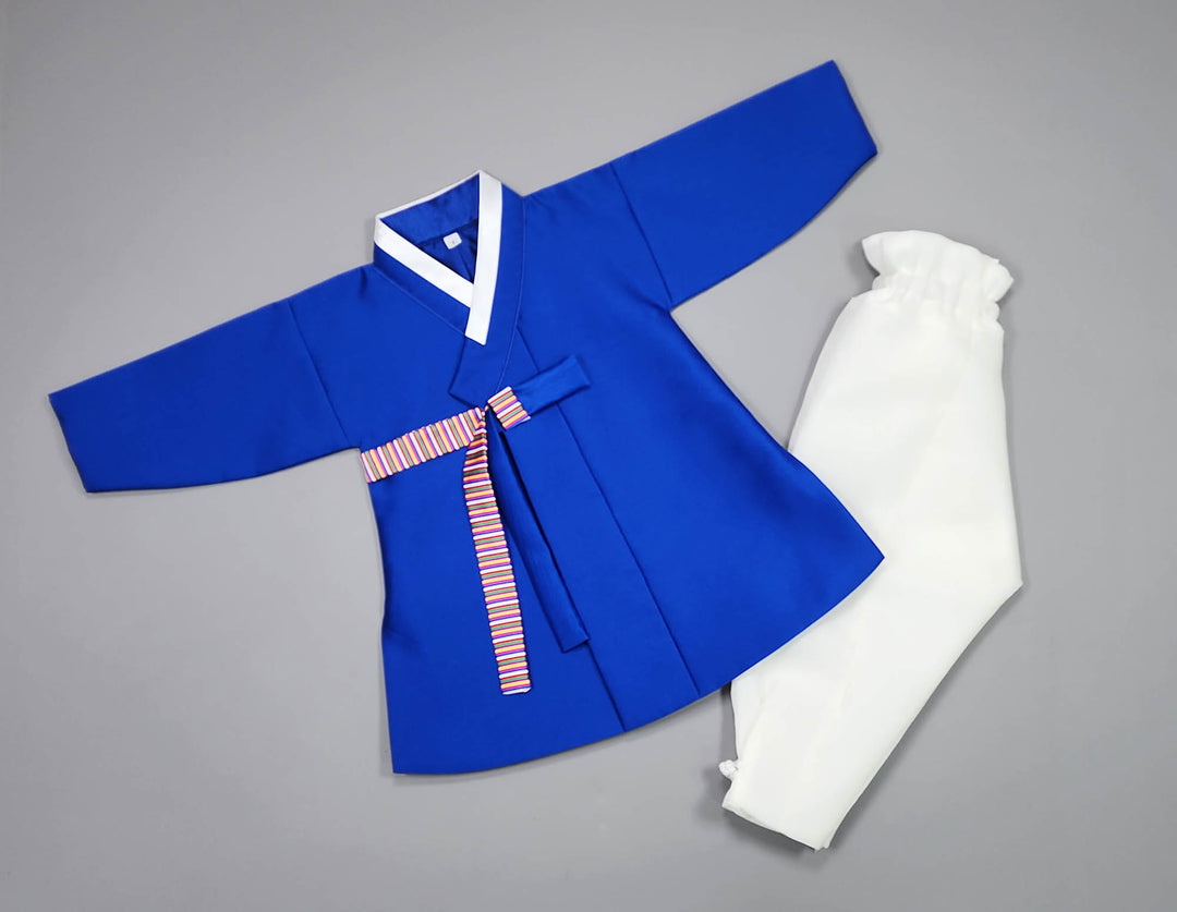 Korean Traditional Boy Baby Hanbok Dol Baikil Party Celebration 100 Days-8 Ages Vivid Blue OSB165