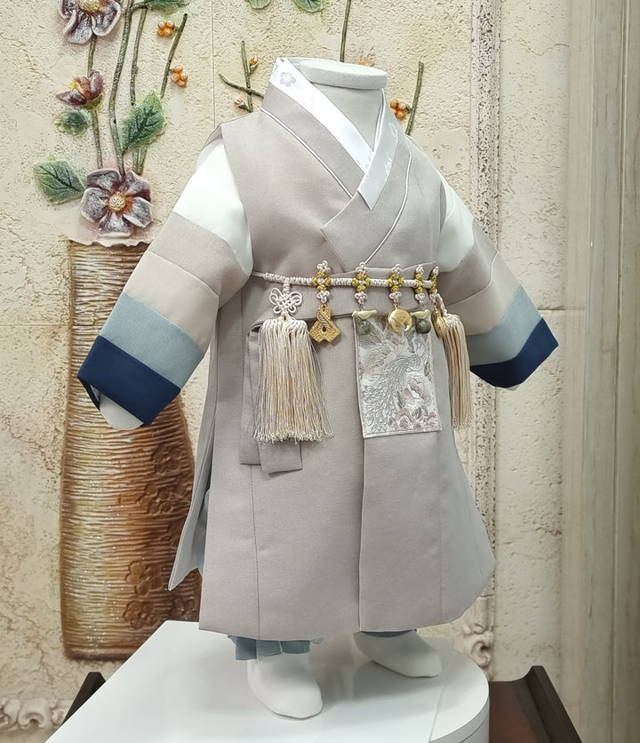 Hanbok Boy Baby Korea Traditional Clothing Set First Birthday Celebration Party 100th Birth Celebration 1–15 years Baby Beige Saekdong HGB109