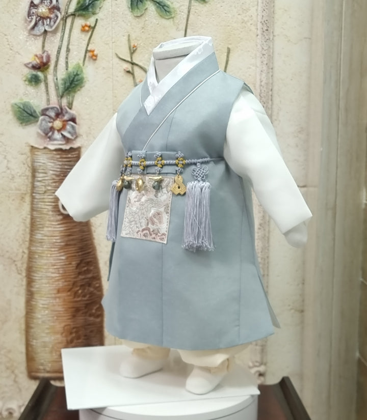 Hanbok Boy Baby Korea Traditional Clothing Set First Birthday Celebration Party 100th Birth Celebration 1–15 years Baby Blue HGB110