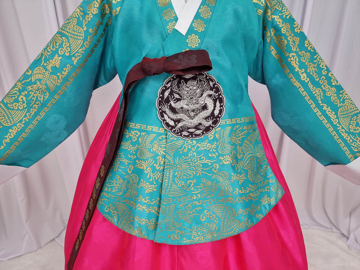 Korean Traditional Woman Personal Custom Hanbok Wedding Party Ceremony High Quality Print Dangui 당의 Queen Princess Design Hanbok Green Red OSW147