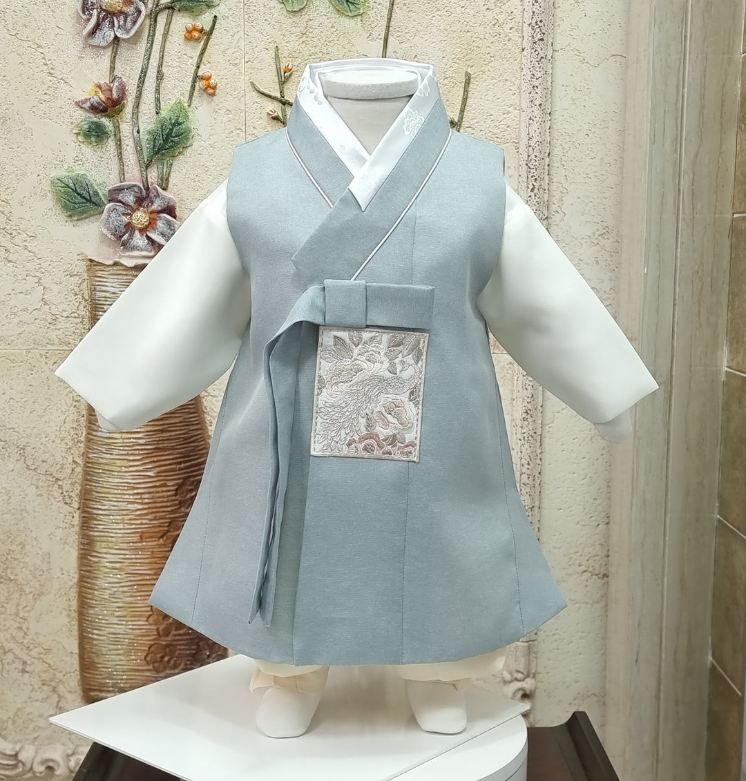 Hanbok Boy Baby Korea Traditional Clothing Set First Birthday Celebration Party 100th Birth Celebration 1–15 years Baby Blue HGB110