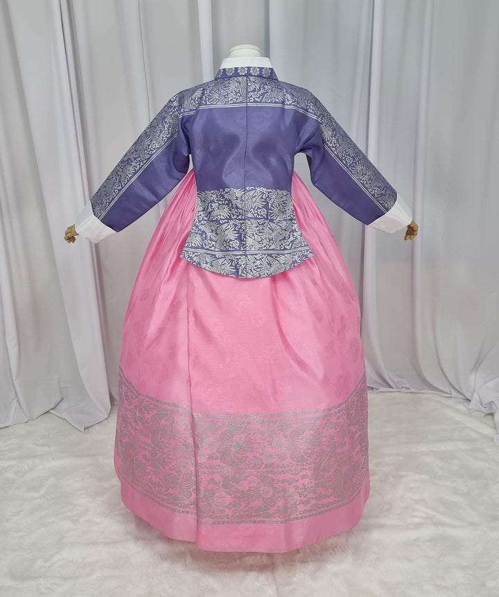 Korean Traditional Woman Personal Custom Hanbok Wedding Party Ceremony High Quality Print Dangui 당의 Queen Princess Design Hanbok Violet Pink OSW142