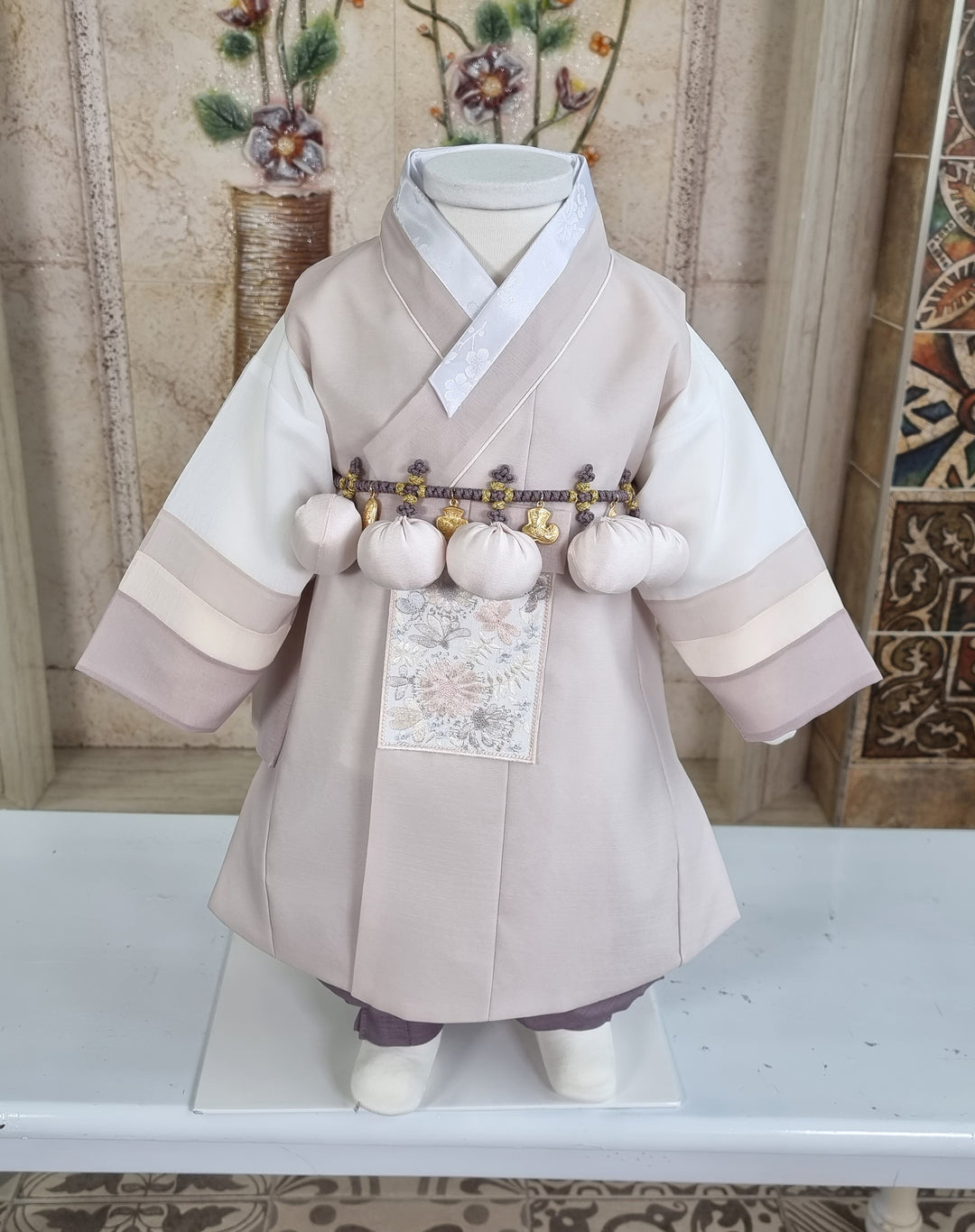 Hanbok Boy Baby Korea Traditional Clothing Set First Birthday Celebration Party 100th Birth Celebration 1–15 years Baby Beige HGB106