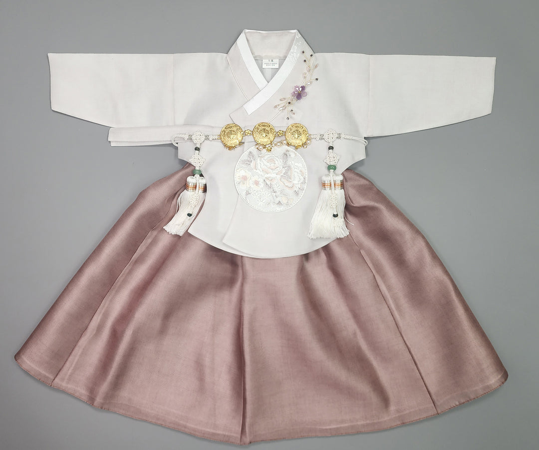 Hanbok Girl Baby Korea Traditional Clothing Set First Birthday Celebration Party 100th Birth Celebration 1–15 years Ivory Brown