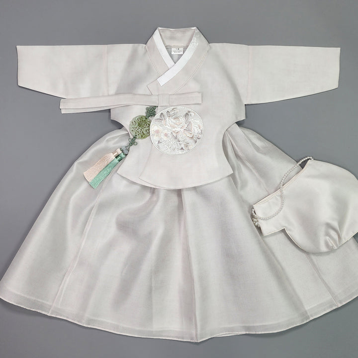 Hanbok Girl Baby Korea Traditional Clothing Set First Birthday Celebration Party 100th Birth1–15 years Ivory HG107