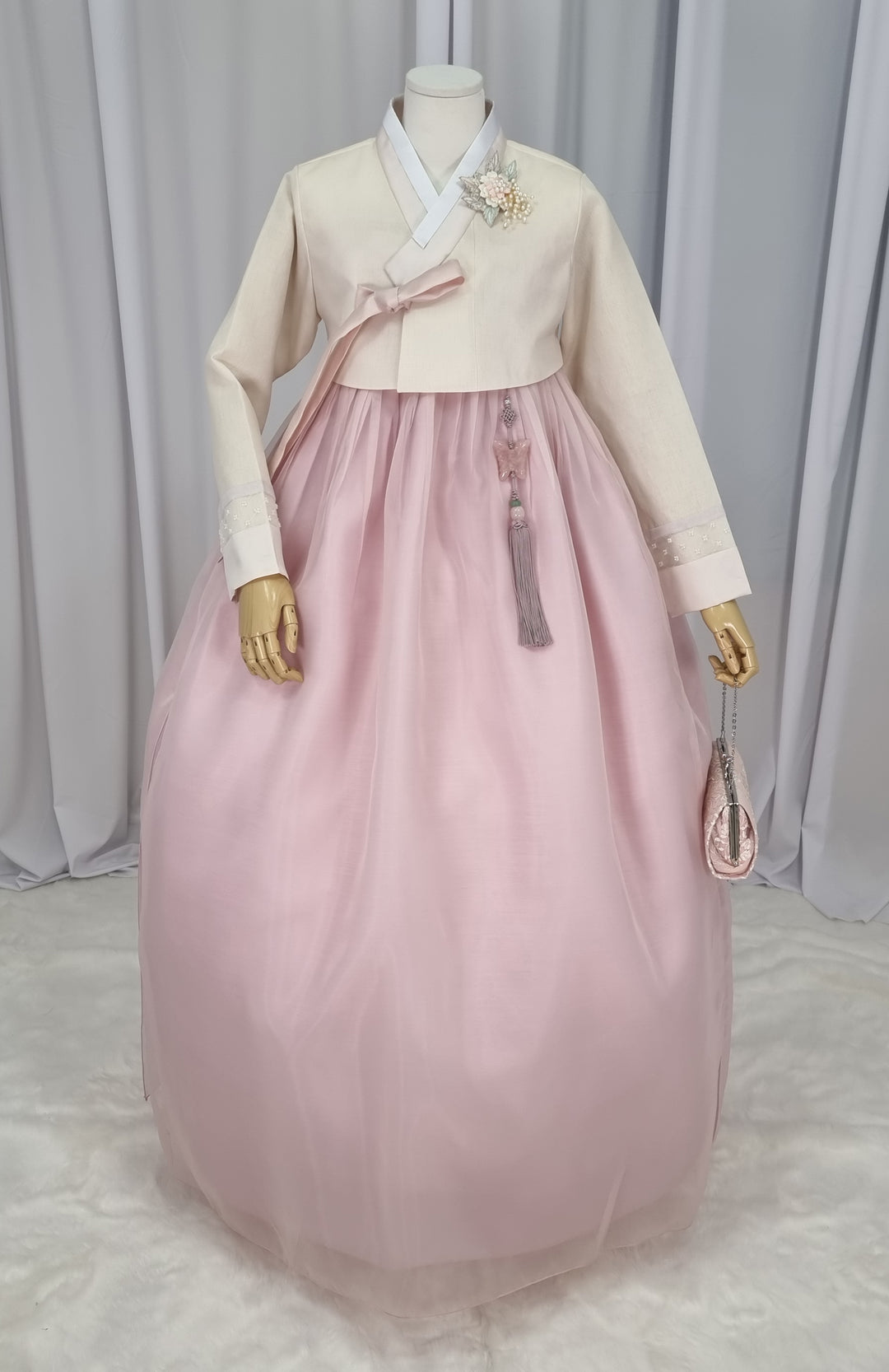 Woman Hanbok Dress Korea Traditional clothes Set Wedding Ceremony Birthday Custom-Made Pink Skirt OSW553