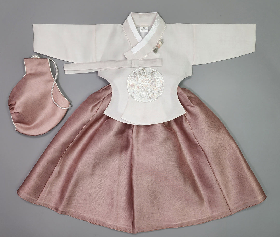 Hanbok Girl Baby Korea Traditional Clothing Set First Birthday Celebration Party 100th Birth1–15 years Ivory Brown HG111