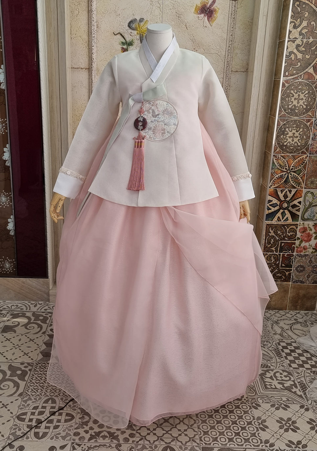 Korean Traditional Woman Personal Custom Hanbok Wedding Party Ceremony Lovely Pink Hanbok Skirt Mom Grandmom Hanbok OSW136