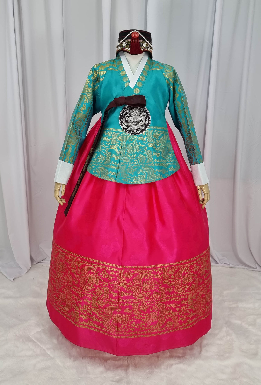 Korean Traditional Woman Personal Custom Hanbok Wedding Party Ceremony High Quality Print Dangui 당의 Queen Princess Design Hanbok Green Red OSW147