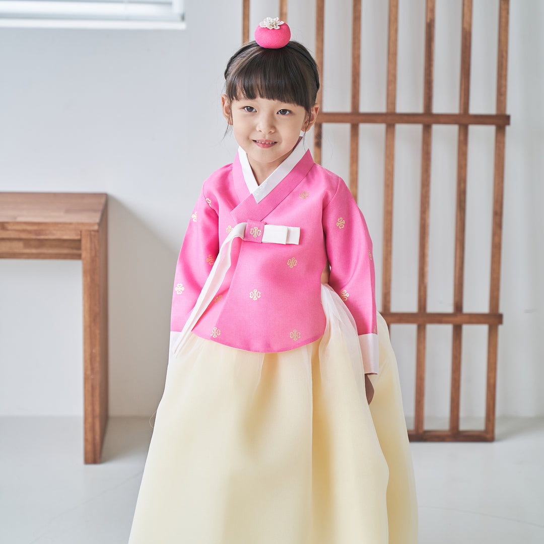 Hanbok Girl Baby Korea Traditional Clothing Set First Birthday Celebration Party 100th Birth Celebration 1-10 years Pink Yellow