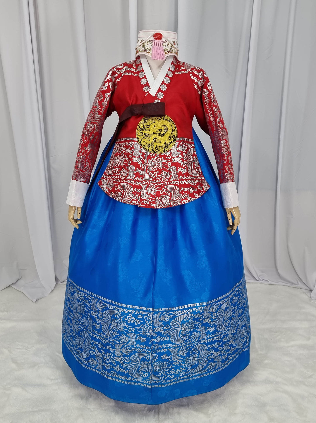 Korean Traditional Woman Personal Custom Hanbok Wedding Party Ceremony High Quality Print Dangui 당의 Queen Princess Design Hanbok Red Blue OSW145