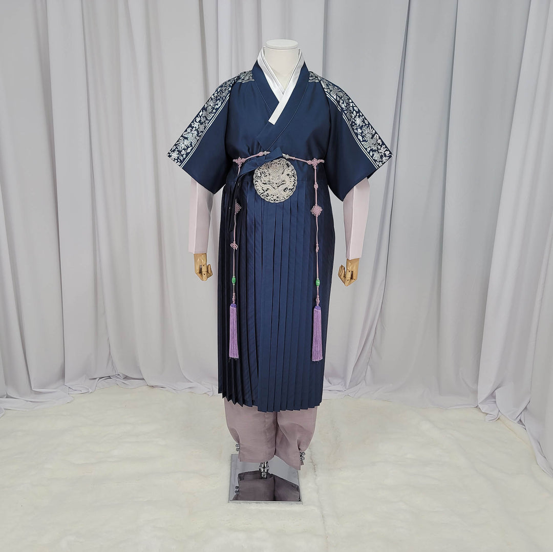 Korean Traditional Man Male Personal Custom Hanbok&nbsp; Green-Navy Kings Prince Design Wedding Party Ceremony OSM143