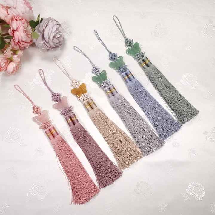 Hanbok Accessory Norigae 노리개 Baby Girl Boy Ornament Real Jade Butterfly Tassel 35 cm JTN115