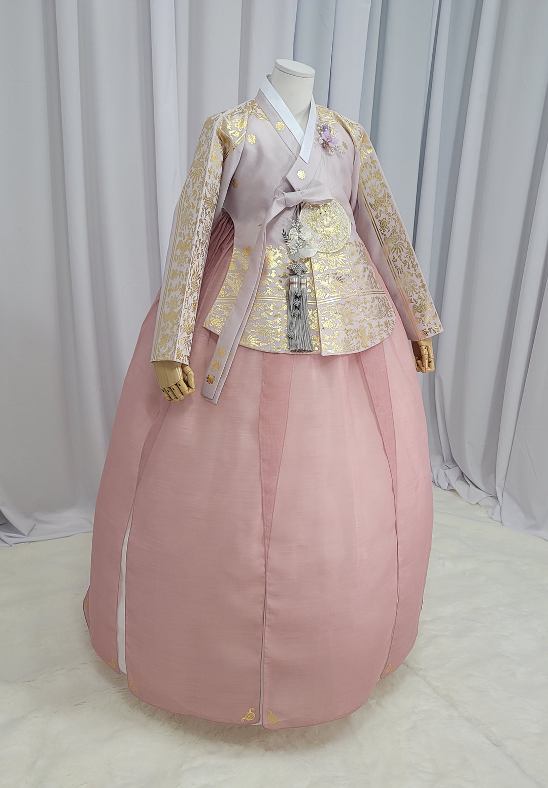 Korean Traditional Woman Personal Custom Hanbok Wedding Party Ceremony High Quality Print Dangui 당의 Queen Princess Design Hanbok Dark Pink Gold Print OSW152