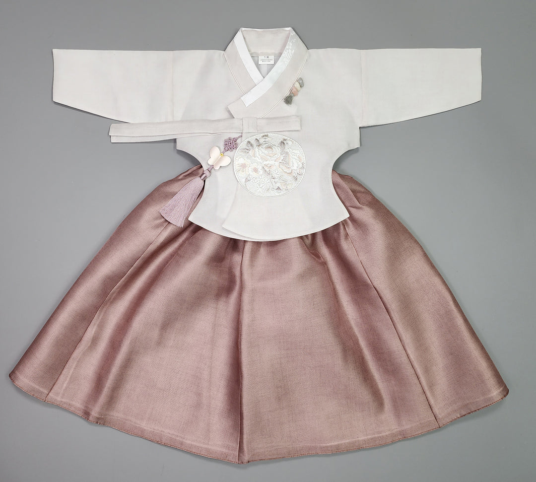 Hanbok Girl Baby Korea Traditional Clothing Set First Birthday Celebration Party 100th Birth1–15 years Ivory Brown HG111