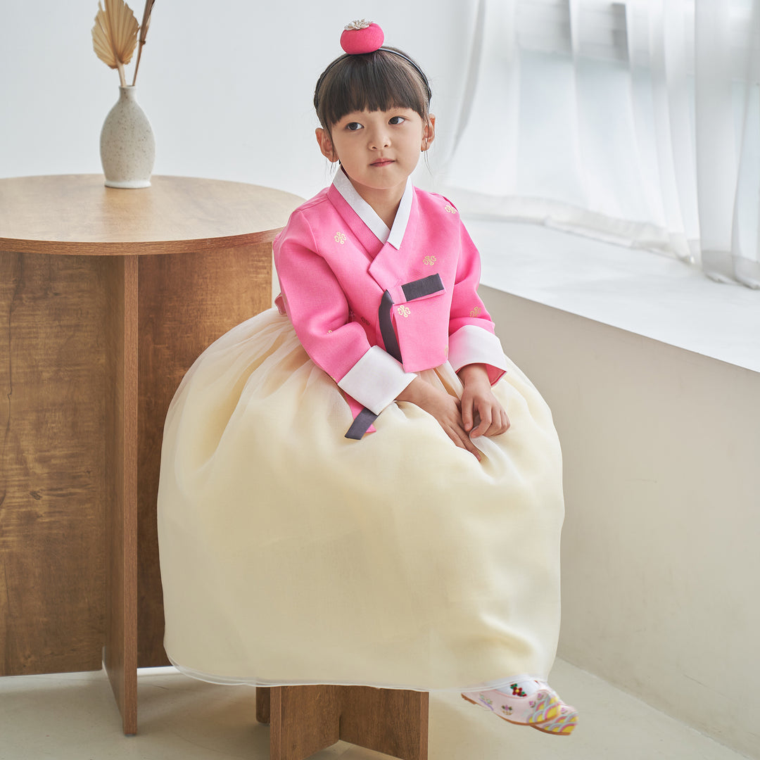 Hanbok Girl Baby Korea Traditional Clothing Set First Birthday Celebration Party 100th Birth Celebration 1-10 years Pink Yellow