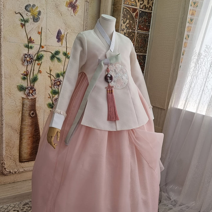 Korean Traditional Woman Personal Custom Hanbok Wedding Party Ceremony Lovely Pink Hanbok Skirt Mom Grandmom Hanbok OSW136