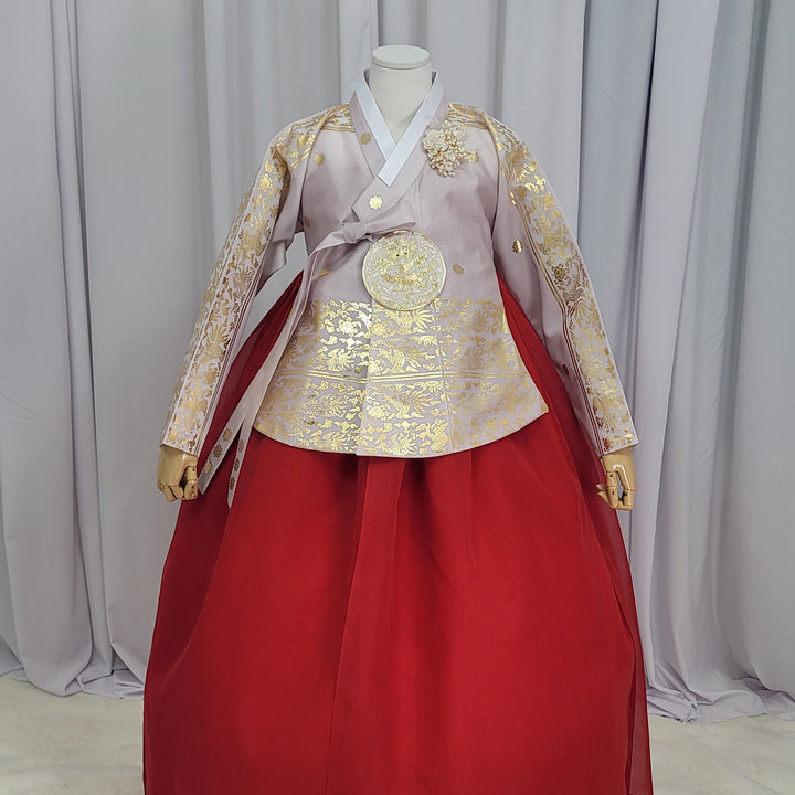 Korean Traditional Woman Personal Custom Hanbok Wedding Party Ceremony High Quality Print Dangui 당의 Queen Princess Design Hanbok Red Gold Print OSW151